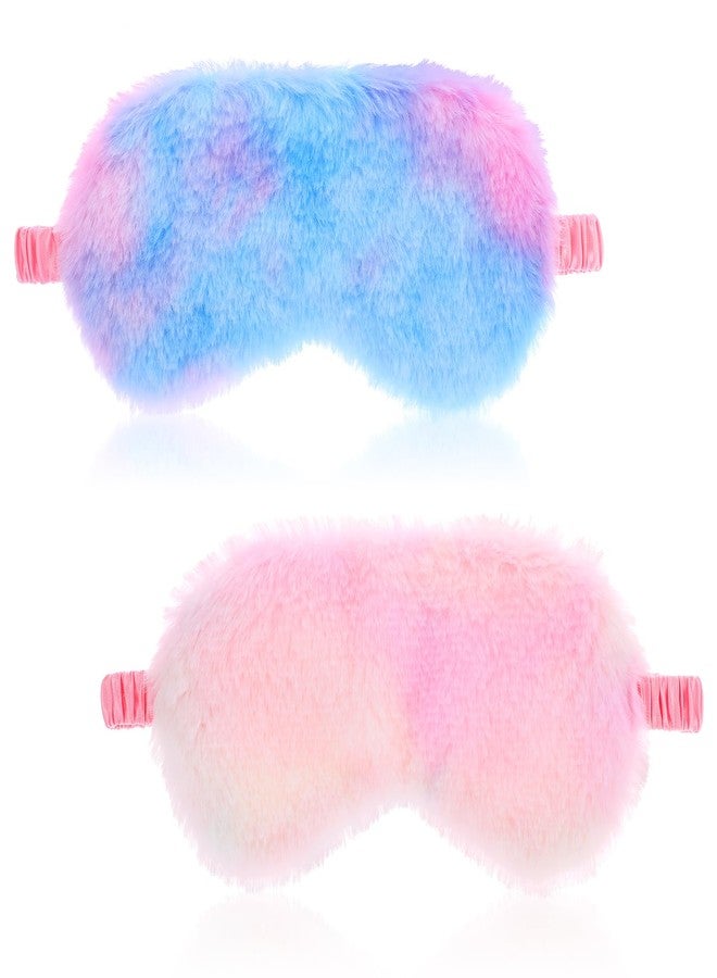 oruola قناع عين للأطفال من أورولا، قطعتان، قناع نوم مريح من الفرو الصناعي بألوان قوس قزح، ظهر من الساتان، مناسب للأطفال والنساء والرجال، للسفر والقيلولة، ألوان زاهية - Image 1